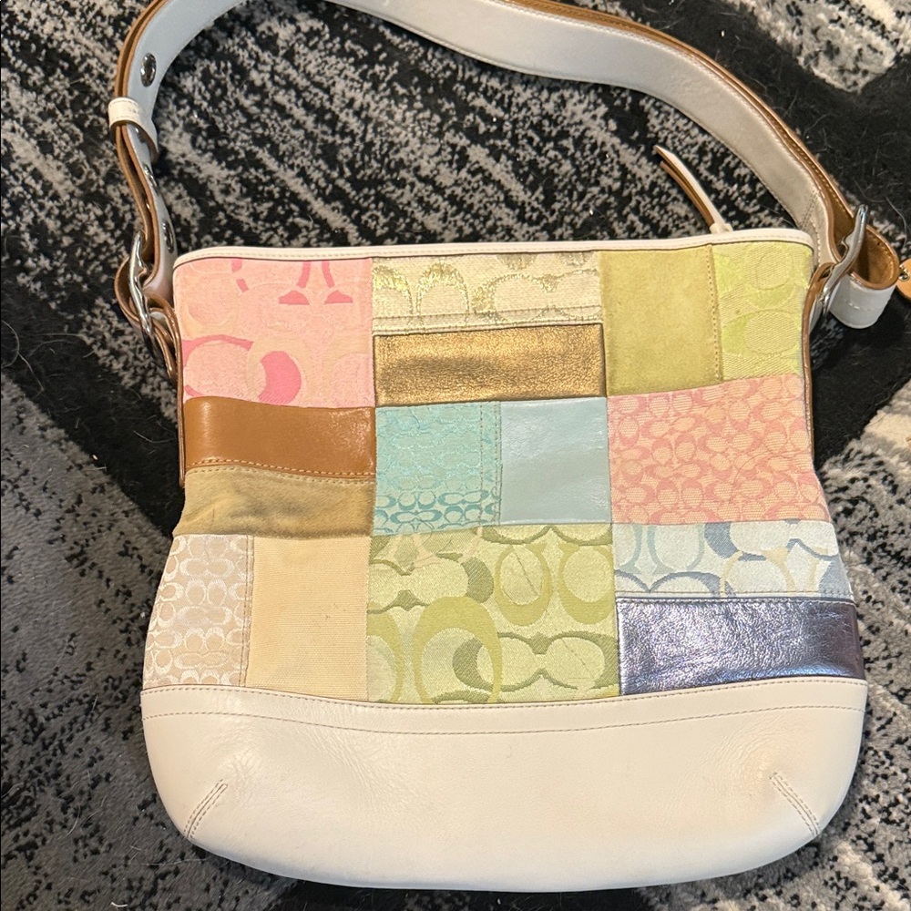 Multicolor Patchwork Shoulder Coach Bag - image 2